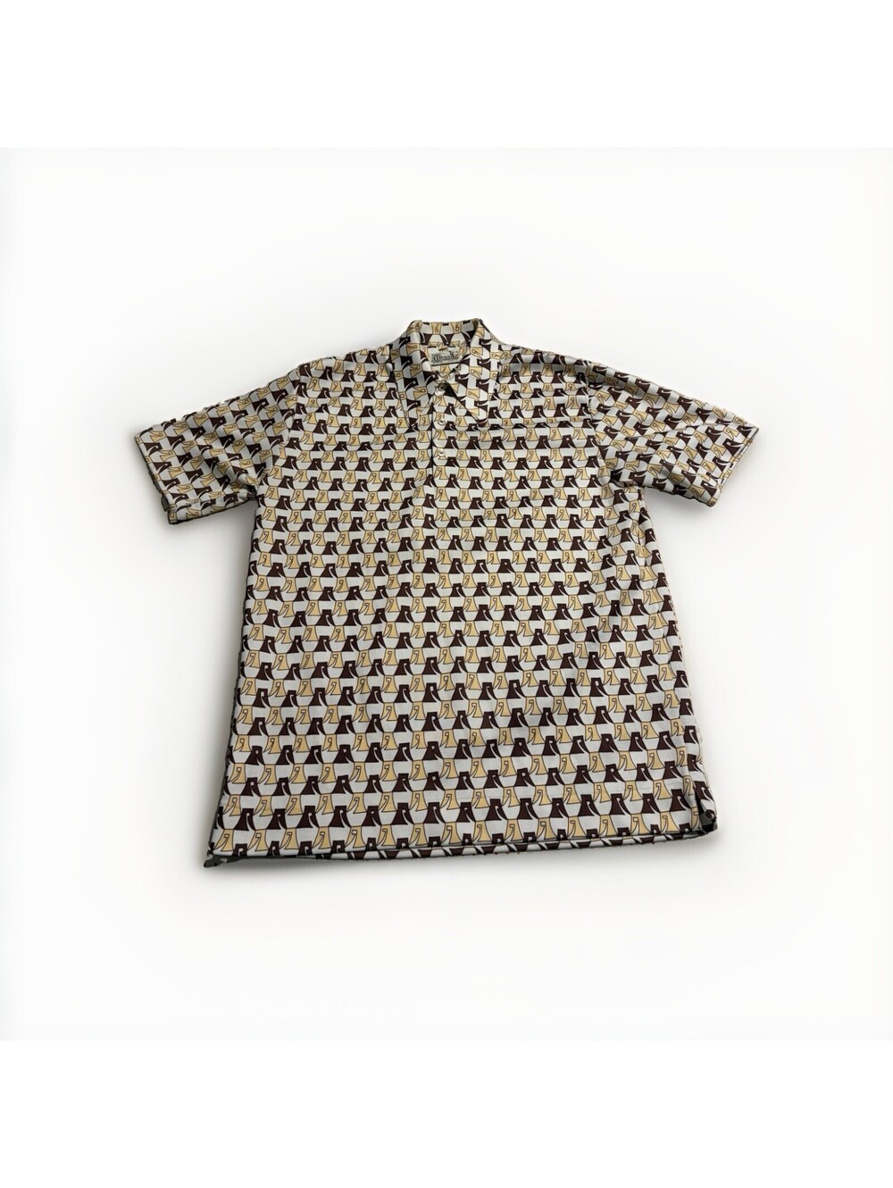 Vintage 70s Brunos St Petersburg Beach Polo Shirt Mens M Mod Geometric Florida